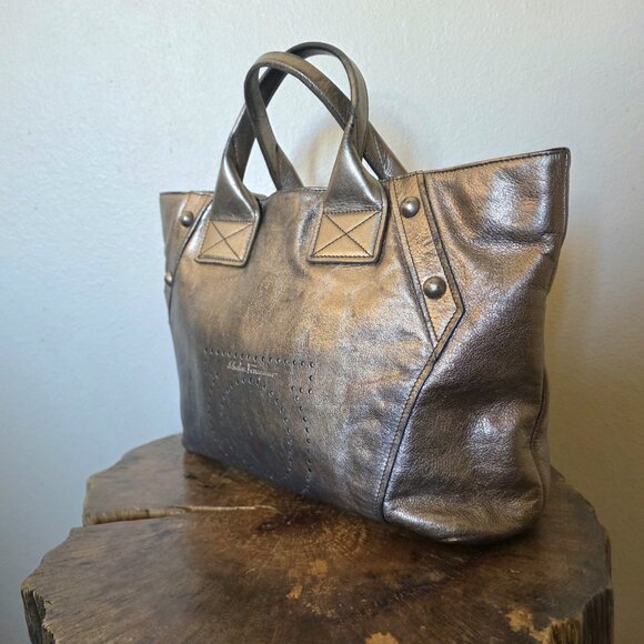 Authentic Salvatore Ferragamo Metallic Leather Gancini Tote – Made in Italy - Picture 3 of 16